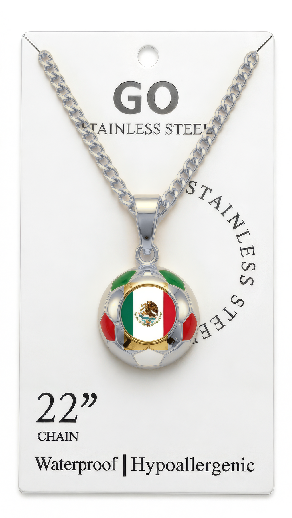 Mexico Soccer Necklace - Stainless Steel