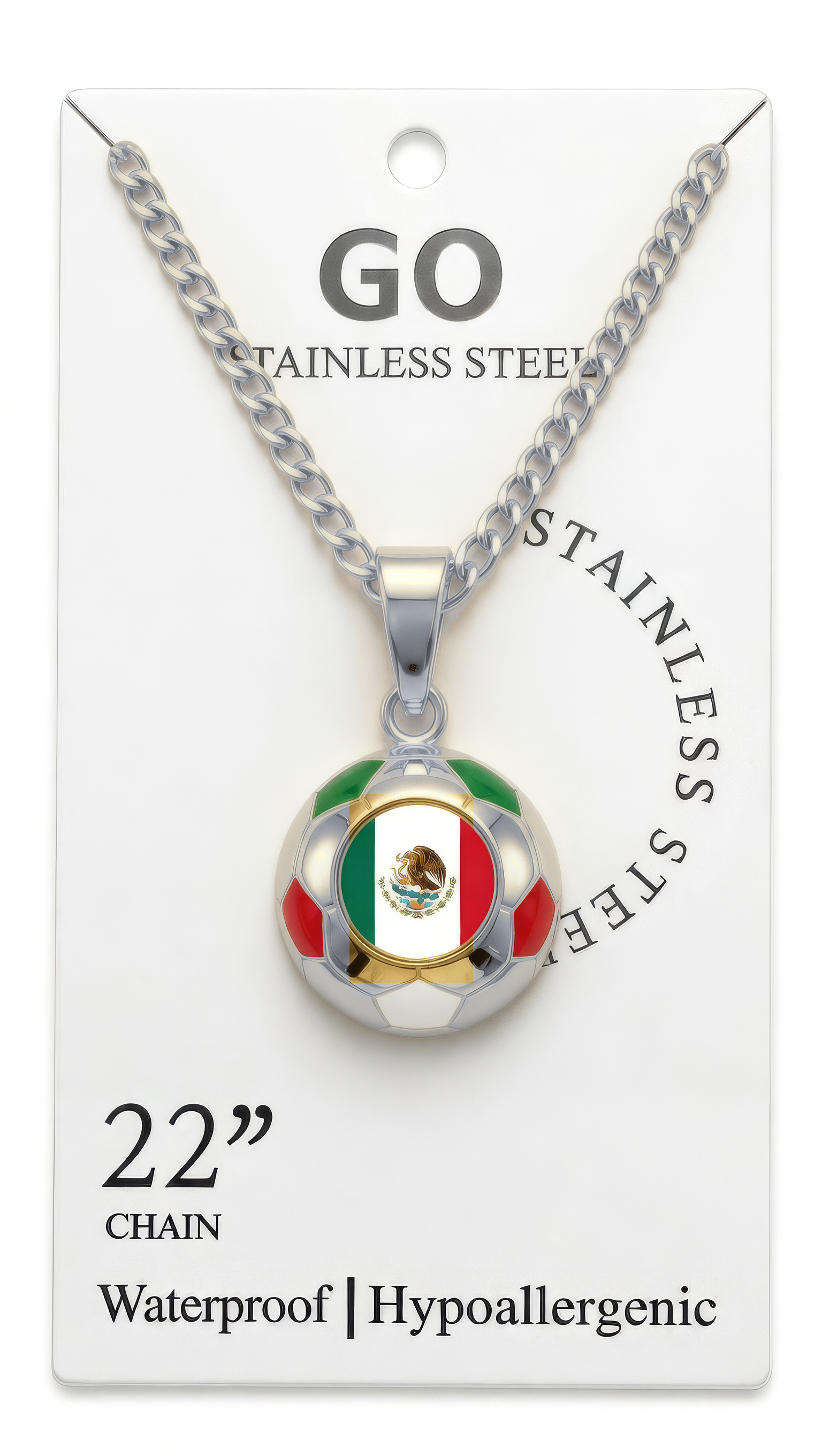 Mexico Soccer Necklace - Stainless Steel