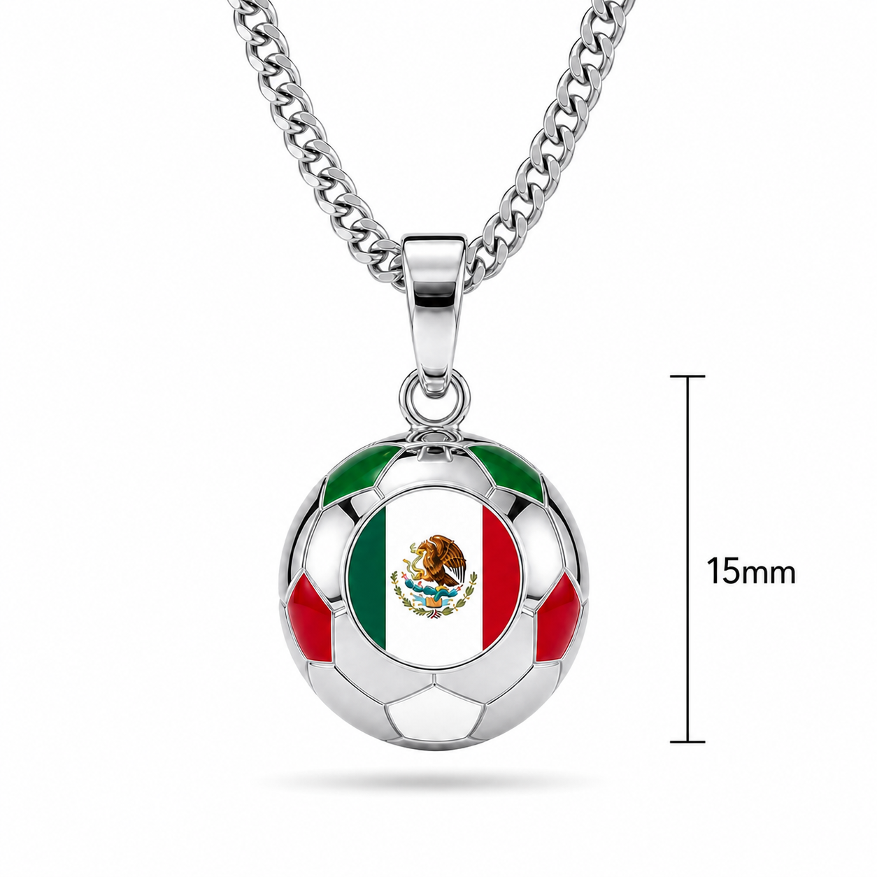 Mexico Soccer Necklace - Stainless Steel detail image