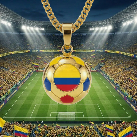 Colombia Soccer Necklace - 18K Gold Plated Stainless Steel
