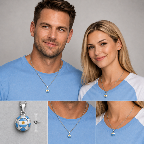 Argentina Soccer Necklace - Stainless Steel Soccer Ball Pendant, Soccer Fan Gift