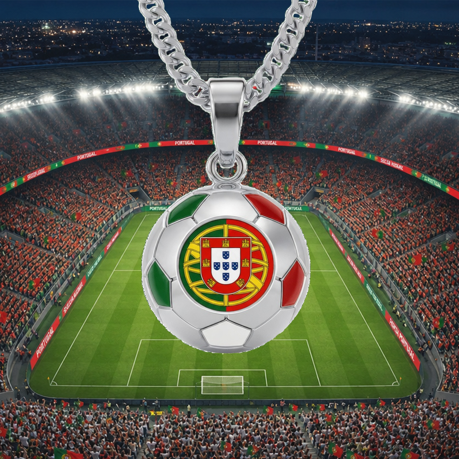 Portugal Soccer Necklace - Stainless Steel
