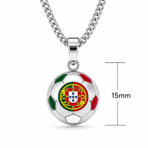 Portugal Soccer Necklace - Stainless Steel