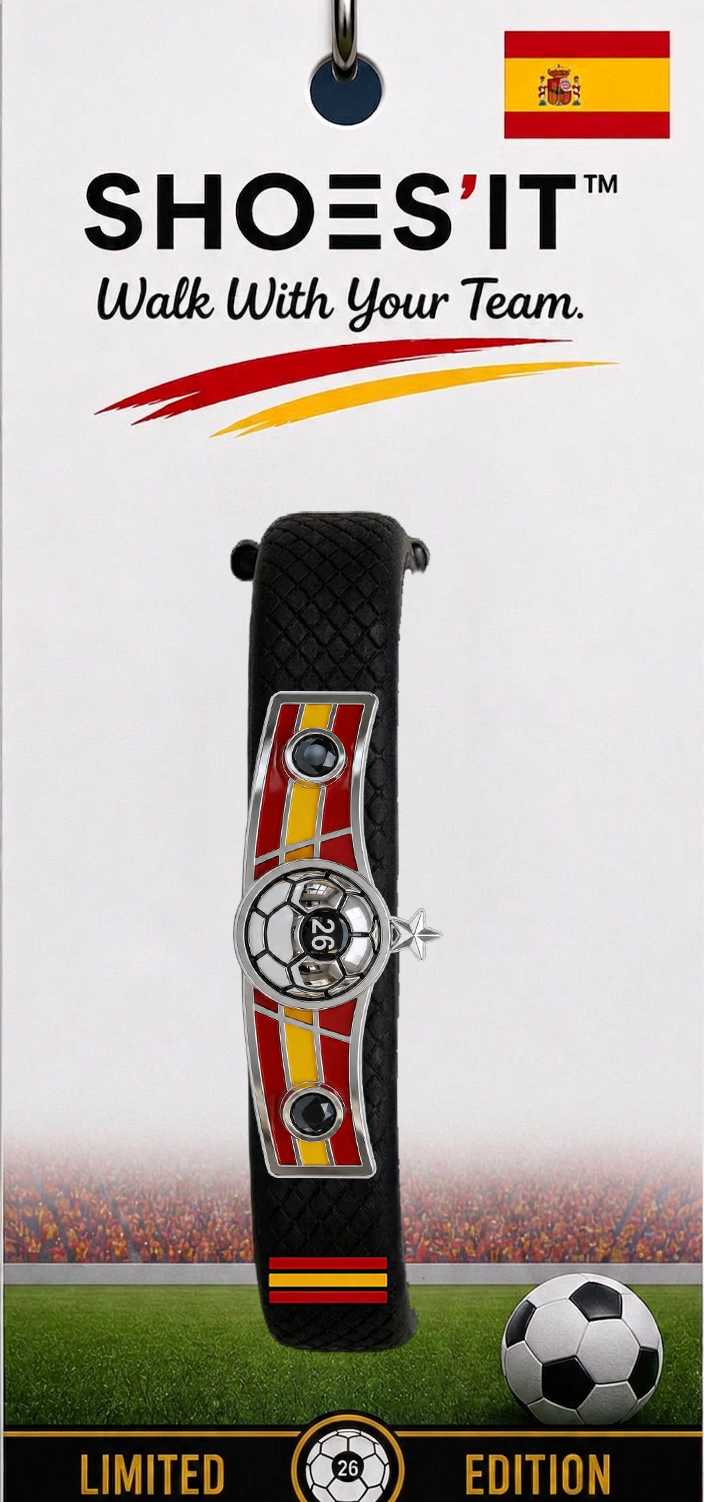 Spain soccer bracelet on display card