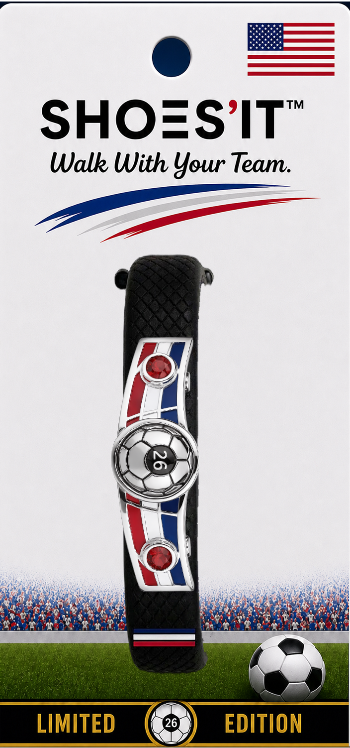 USA soccer bracelet on display card