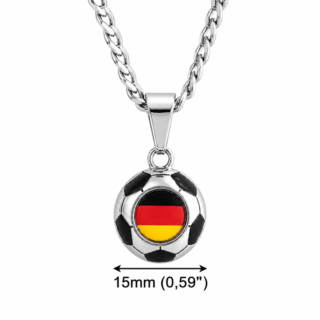 Germany Soccer Necklace - Stainless Steel Soccer Ball Pendant, Soccer Fan Gift