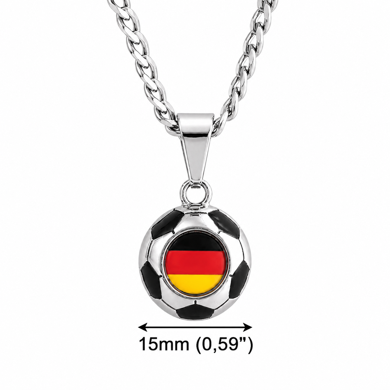 Germany Soccer Necklace - Stainless Steel Soccer Ball Pendant, Soccer Fan Gift