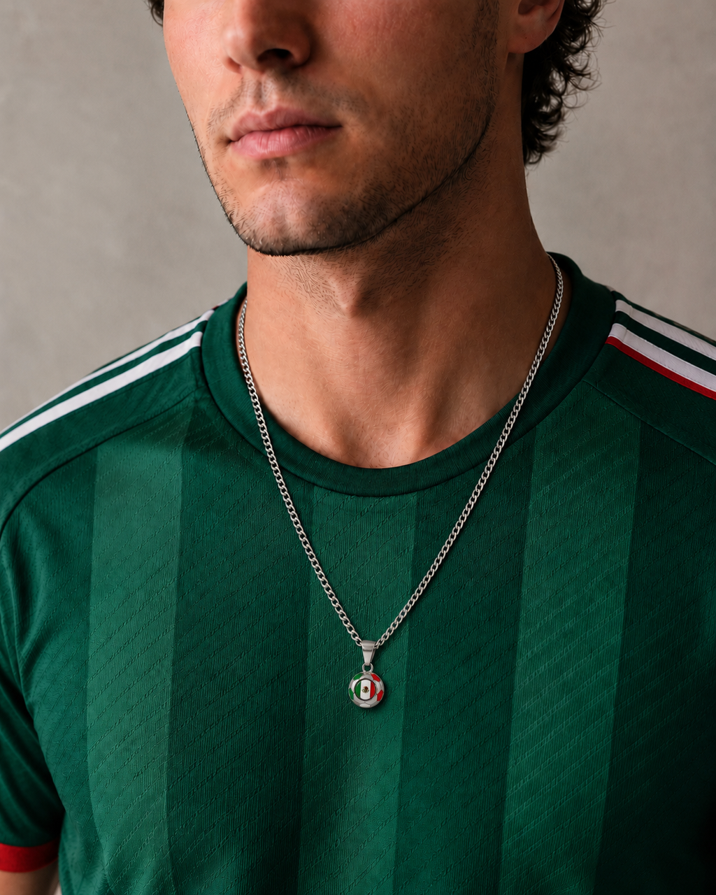 Mexico Soccer Necklace - 18K Gold Plated Soccer Ball Pendant, Soccer Fan Gift