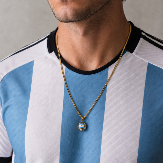 Argentina Soccer Necklace - Stainless Steel Soccer Ball Pendant, World Cup Fan Gift